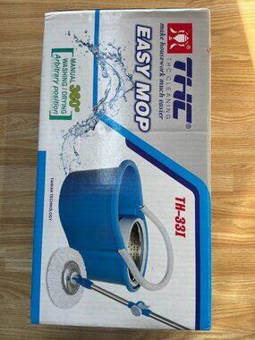 THC Easy Mop Spin Mop Bucket System with Stainless Steel Spinner TH-331 Cleaning